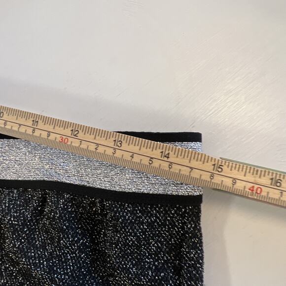 Melissa Paige Wide Leg Pants Pull On Black Silver Womens Medium Glitter Sparkle - Picture 12 of 16